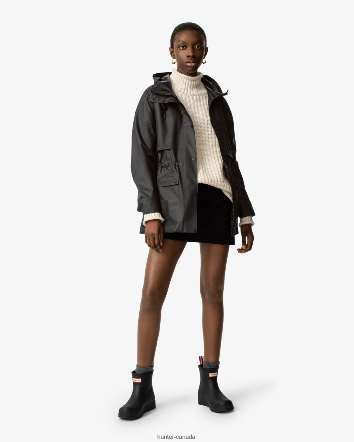 208Z2Z353 Hunter Boots - Hunter Women Play Transparent Vinyl Waterproof Jacket Black