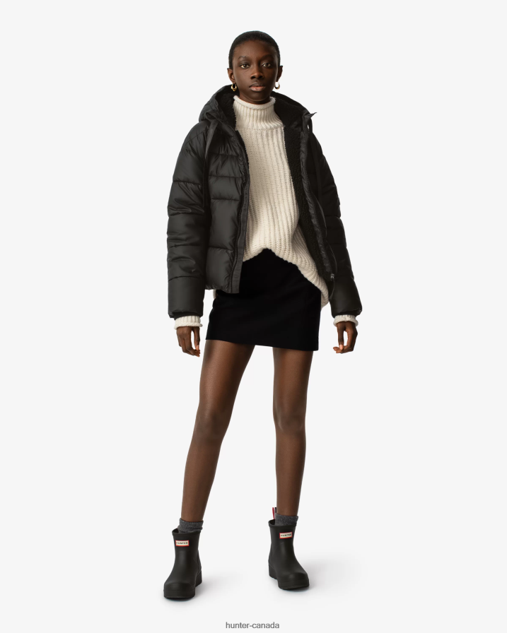 208Z2Z360 Hunter Outlet - Hunter Women Intrepid Insulated Short Puffer Jacket Black