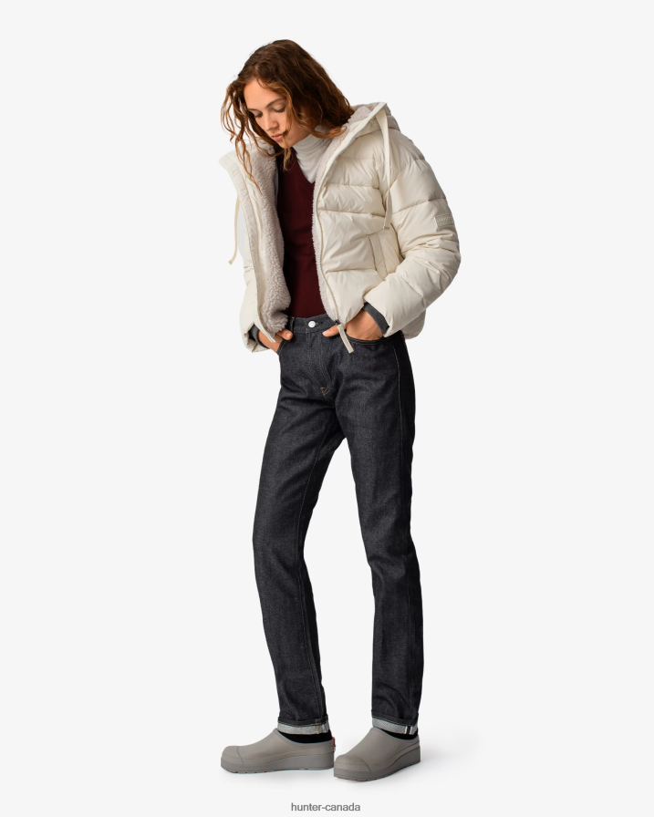 208Z2Z361 Hunter Boots - Hunter Women Intrepid Insulated Short Puffer Jacket White Willow