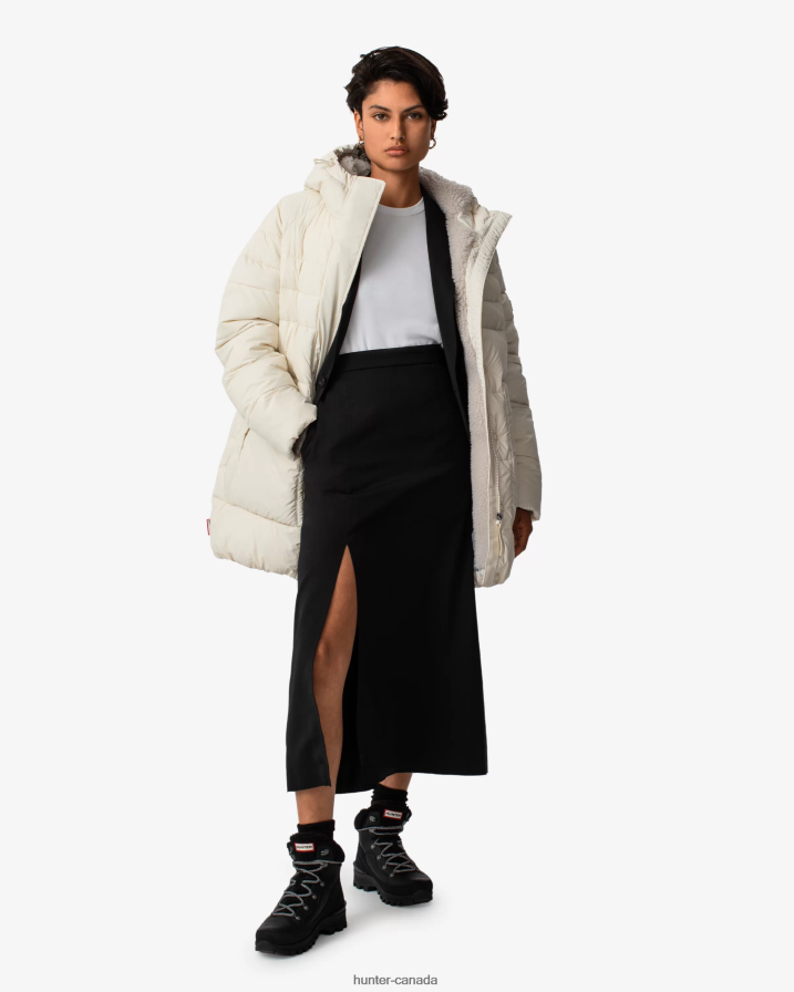 208Z2Z363 Hunter Boots Sale - Hunter Women Intrepid Insulated Mid Puffer Jacket White Willow