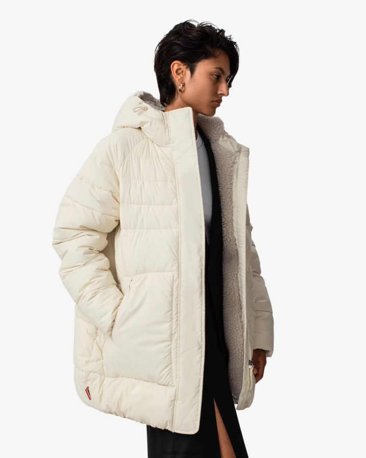 208Z2Z363 Hunter Boots Sale - Hunter Women Intrepid Insulated Mid Puffer Jacket White Willow