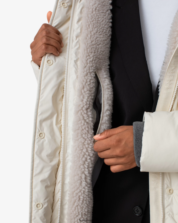 208Z2Z363 Hunter Boots Sale - Hunter Women Intrepid Insulated Mid Puffer Jacket White Willow