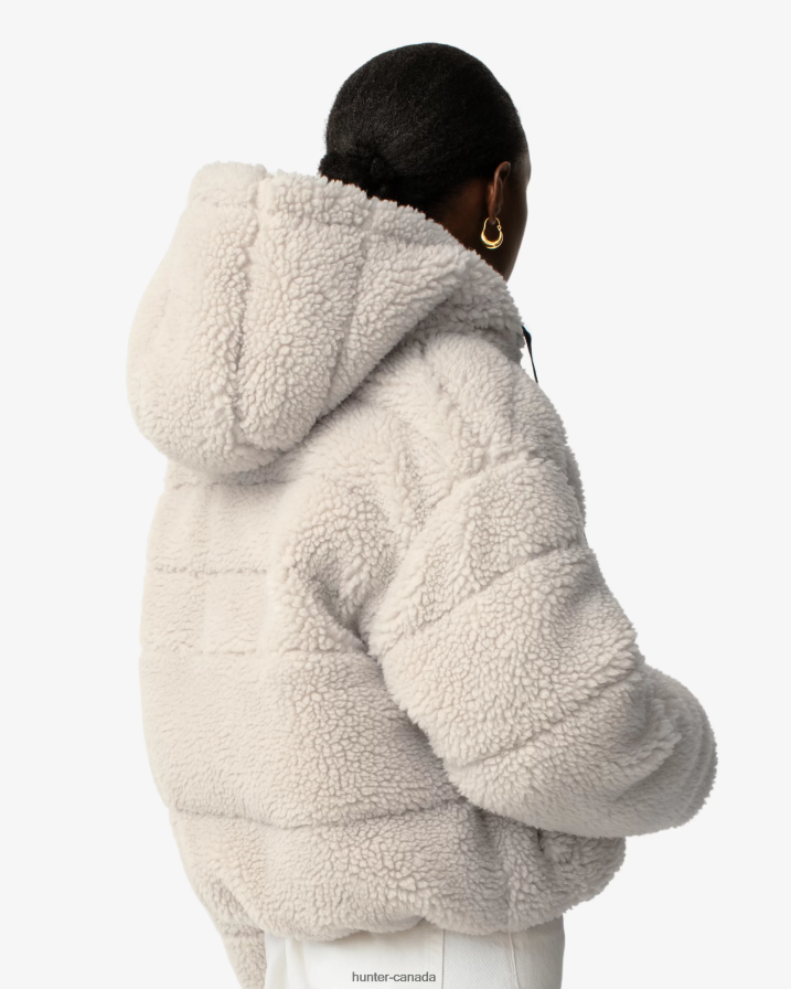 208Z2Z365 Hunter Boots - Hunter Women Wanderer Vegan Shearling Insulated Short Puffer Jacket Natural