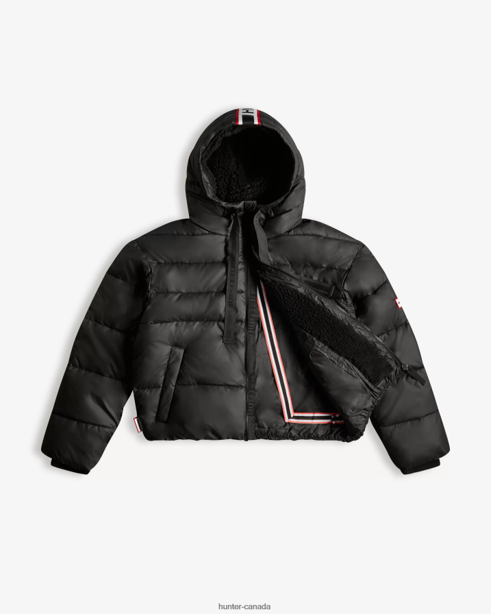 208Z2Z366 Hunter Canada - Hunter Women Intrepid Insulated Webbing Short Puffer Jacket Logo Black