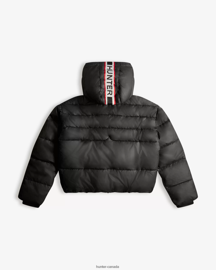 208Z2Z366 Hunter Canada - Hunter Women Intrepid Insulated Webbing Short Puffer Jacket Logo Black