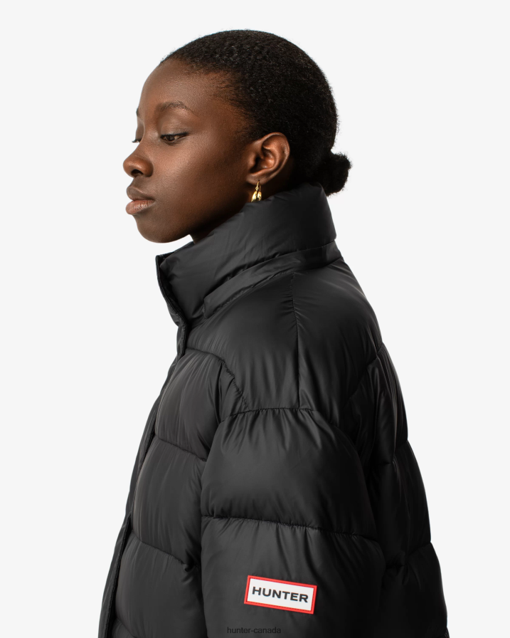 208Z2Z367 Hunter Boots Sale - Hunter Women Intrepid Insulated Webbing Long Puffer Coat Logo Black