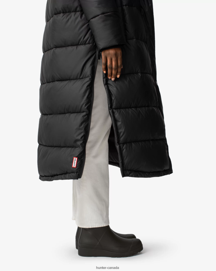 208Z2Z367 Hunter Boots Sale - Hunter Women Intrepid Insulated Webbing Long Puffer Coat Logo Black