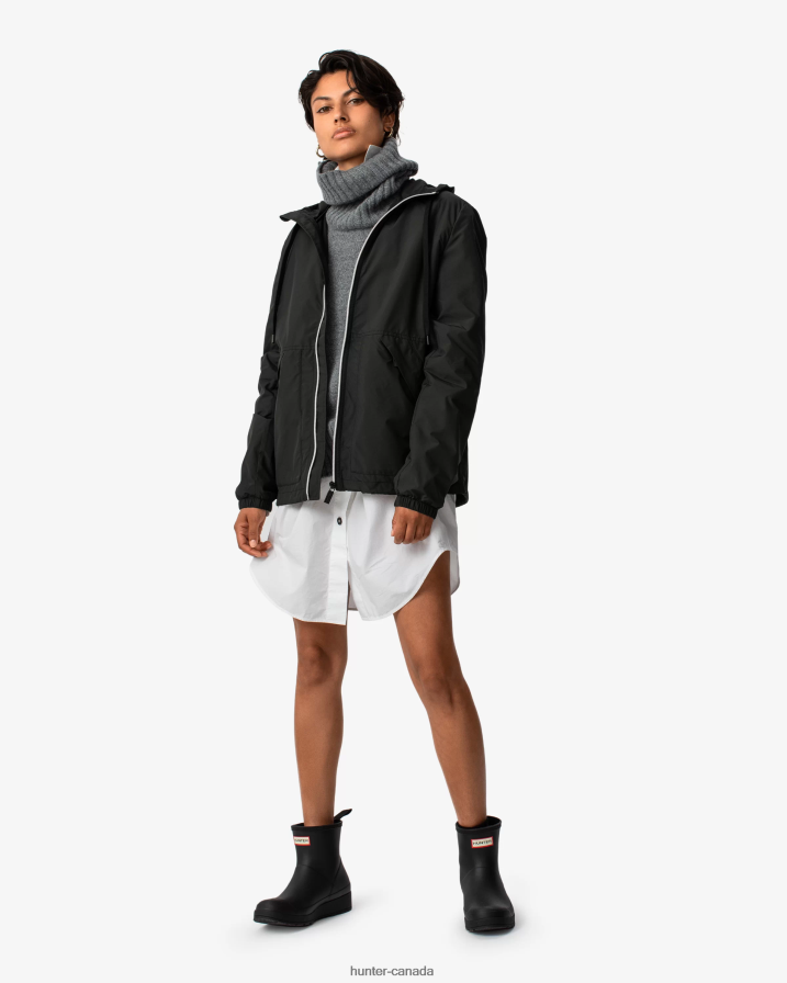 208Z2Z368 Hunter Outlet - Hunter Women Play Essential Recycled Packable Jacket Black