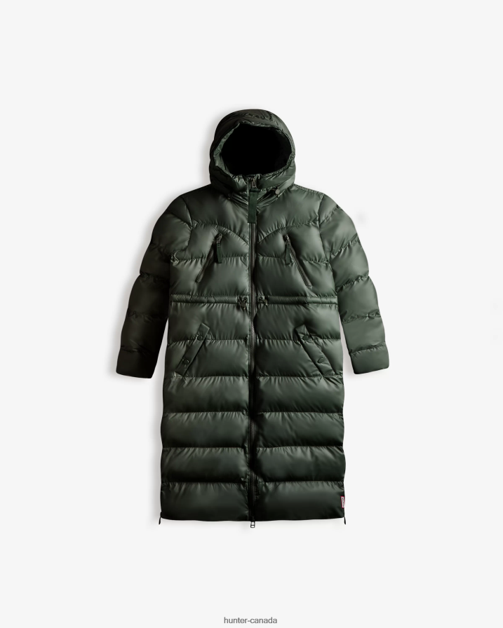 208Z2Z369 Hunter Boots - Hunter Women Insulated Rubberized Long Puffer Coat Arctic Moss Green