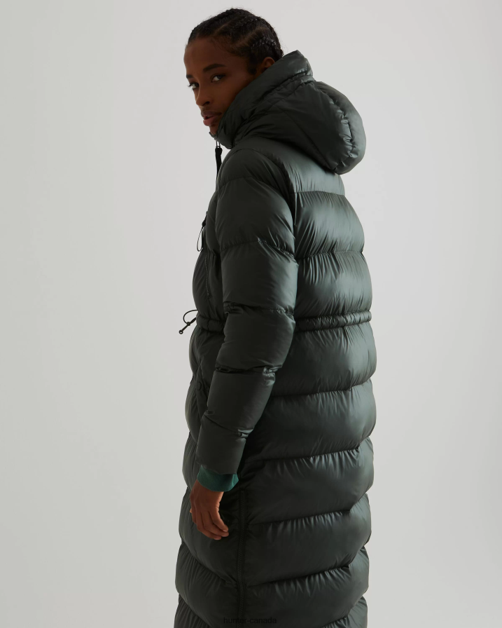 208Z2Z369 Hunter Boots - Hunter Women Insulated Rubberized Long Puffer Coat Arctic Moss Green