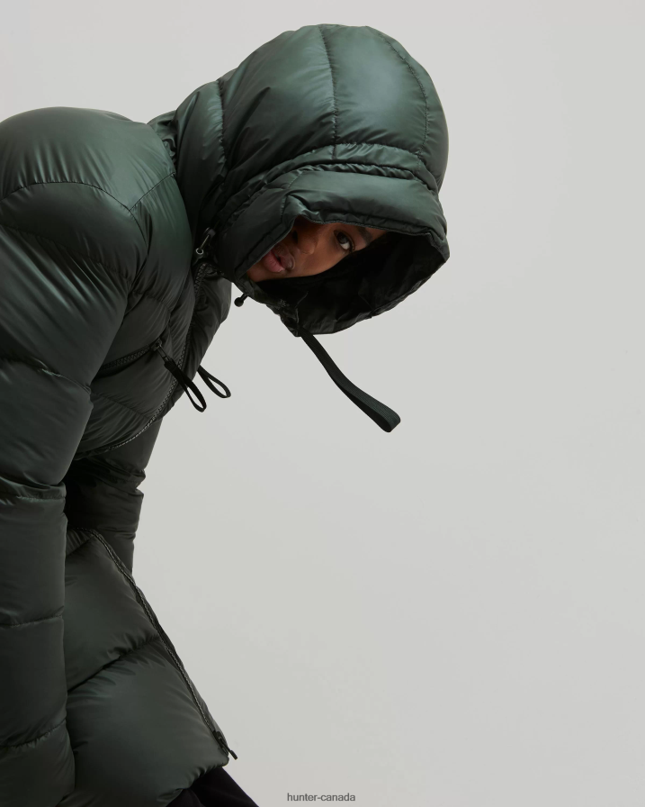 208Z2Z369 Hunter Boots - Hunter Women Insulated Rubberized Long Puffer Coat Arctic Moss Green