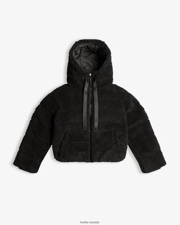 208Z2Z372 Hunter Outlet - Hunter Women Wanderer Vegan Shearling Insulated Short Puffer Jacket Black