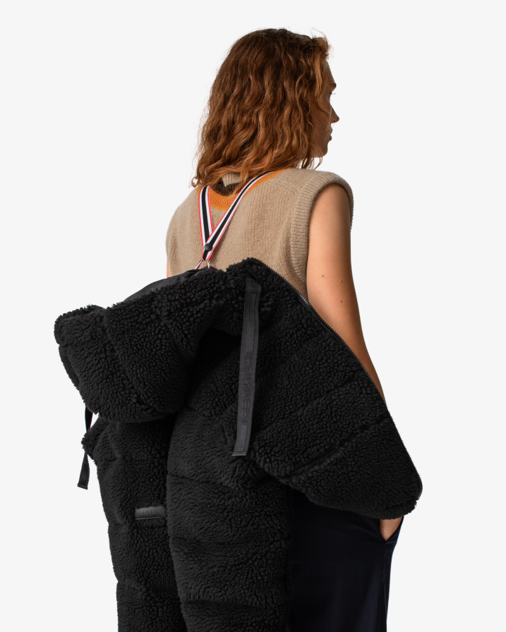 208Z2Z372 Hunter Outlet - Hunter Women Wanderer Vegan Shearling Insulated Short Puffer Jacket Black