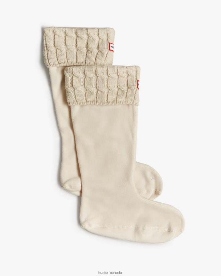 208Z2Z375 Hunter Boots Sale - Hunter Men Recycled 6 Stitch Cable Cuff Tall Boot Socks White