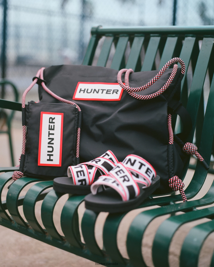 208Z2Z377 Hunter Boots - Hunter Men Travel Ripstop Recycled Nylon Phone Pouch Black/Red Box Logo