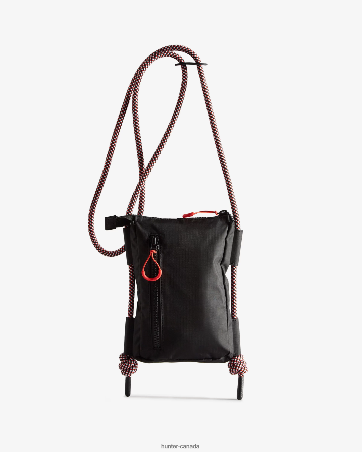 208Z2Z377 Hunter Boots - Hunter Men Travel Ripstop Recycled Nylon Phone Pouch Black/Red Box Logo