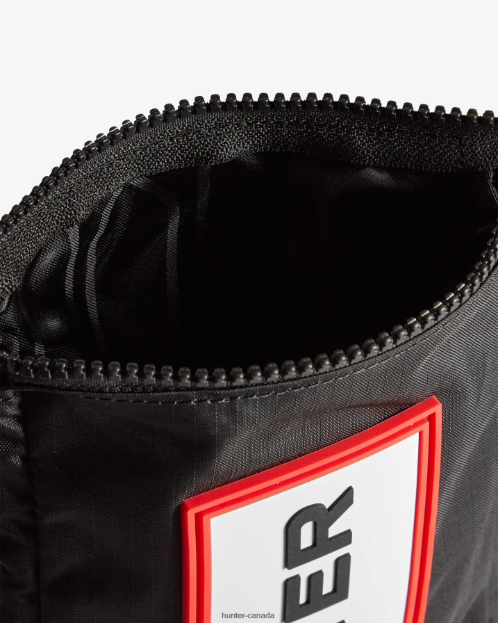 208Z2Z377 Hunter Boots - Hunter Men Travel Ripstop Recycled Nylon Phone Pouch Black/Red Box Logo
