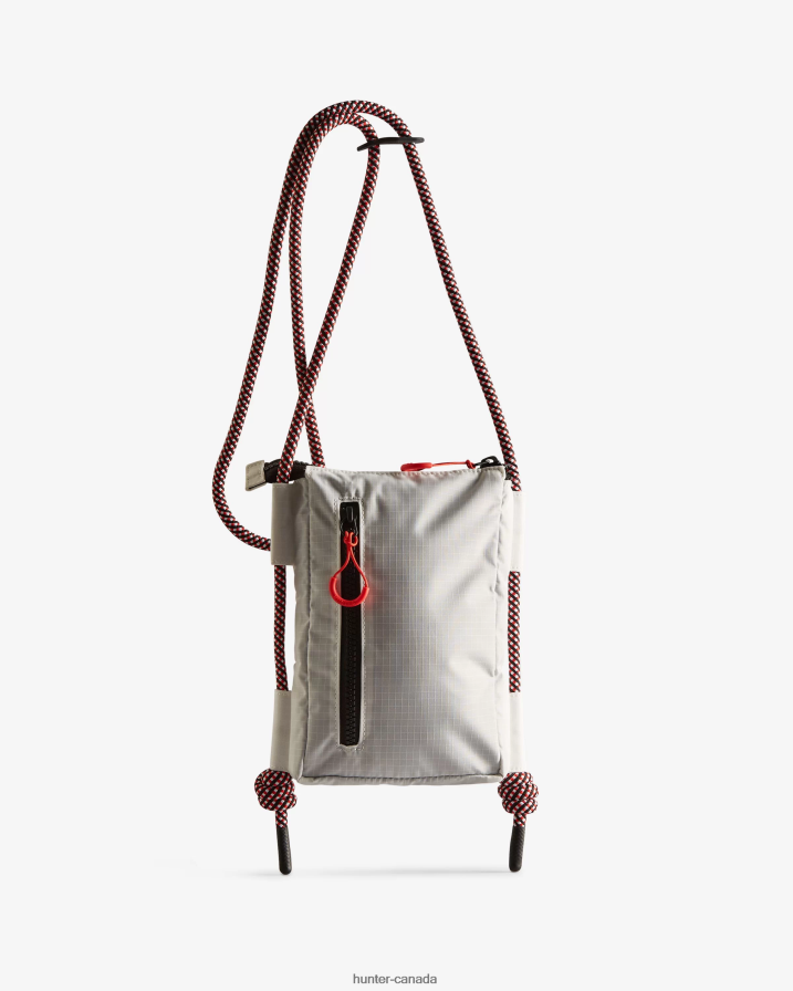 208Z2Z378 Hunter Canada - Hunter Men Travel Ripstop Recycled Nylon Phone Pouch White/Red Box Logo