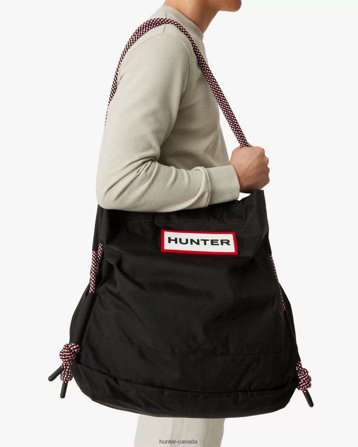 208Z2Z379 Hunter Boots Sale - Hunter Men Travel Ripstop Recycled Nylon Beach Bag Black/Red Box Logo