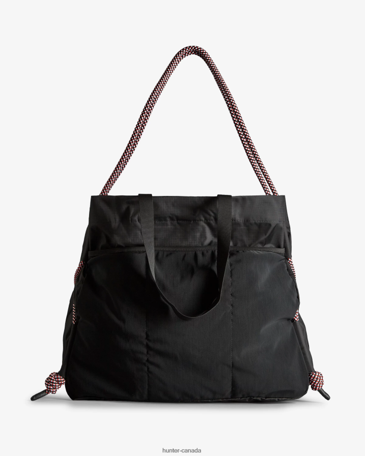 208Z2Z379 Hunter Boots Sale - Hunter Men Travel Ripstop Recycled Nylon Beach Bag Black/Red Box Logo