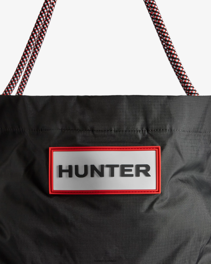 208Z2Z379 Hunter Boots Sale - Hunter Men Travel Ripstop Recycled Nylon Beach Bag Black/Red Box Logo
