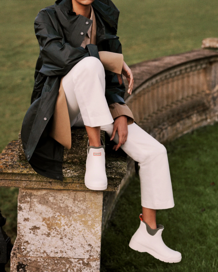 208Z2Z4 Hunter Outlet - Hunter Women Play Neoprene Chelsea Boots Shaded White/Lichen Green