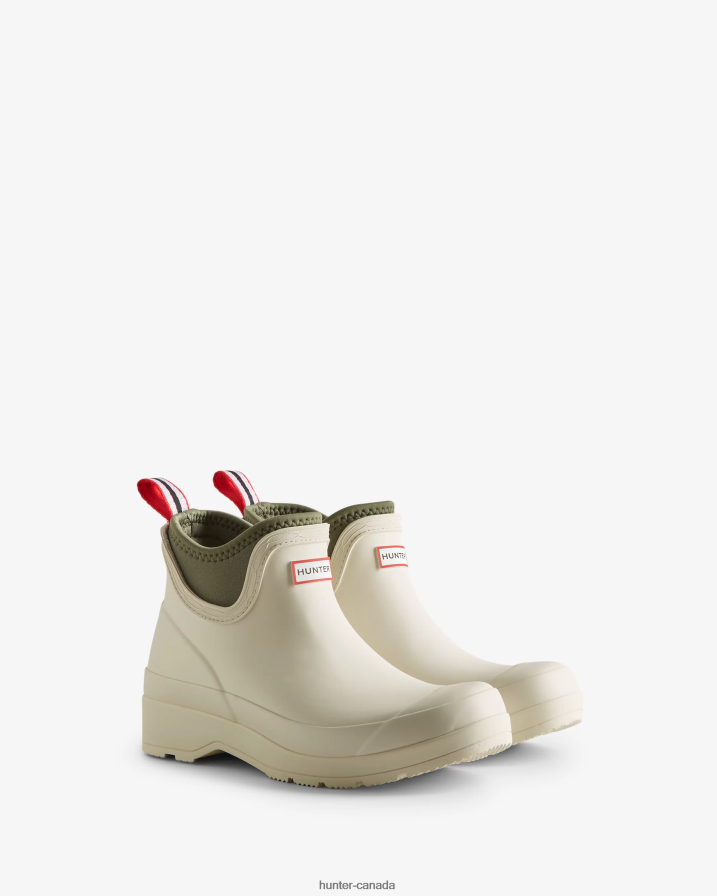 208Z2Z4 Hunter Outlet - Hunter Women Play Neoprene Chelsea Boots Shaded White/Lichen Green