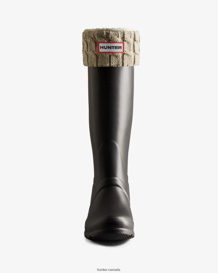 208Z2Z401 Hunter Boots - Hunter Men Recycled 6 Stitch Cable Cuff Tall Boot Socks Greige