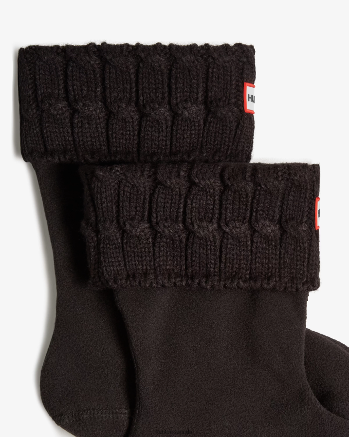 208Z2Z402 Hunter Canada - Hunter Men Recycled 6 Stitch Cable Cuff Short Boot Socks Black