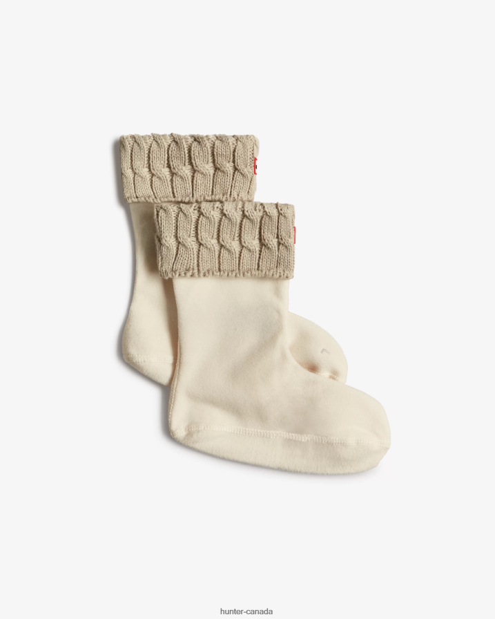 208Z2Z403 Hunter Boots Sale - Hunter Men Recycled 6 Stitch Cable Cuff Short Boot Socks Greige