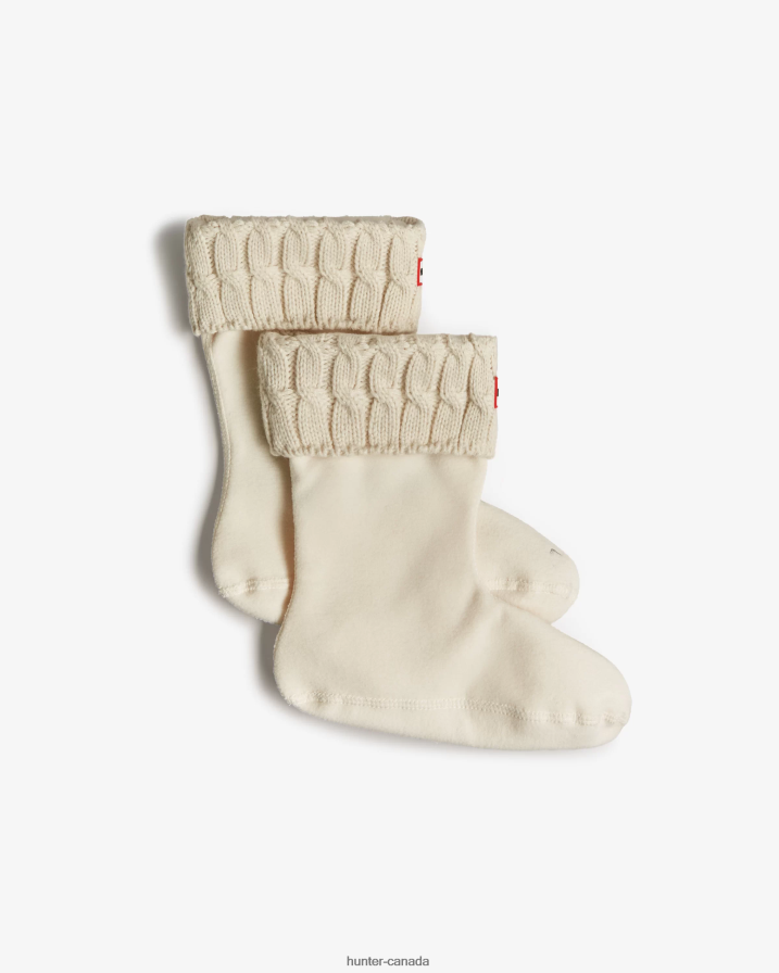 208Z2Z404 Hunter Outlet - Hunter Men Recycled 6 Stitch Cable Cuff Short Boot Socks White