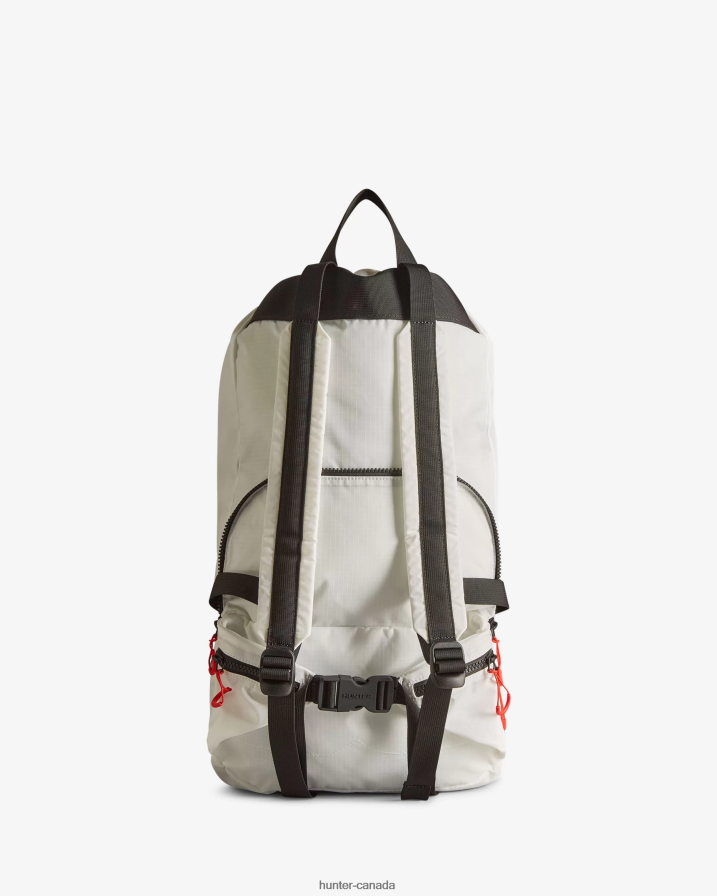 208Z2Z407 Hunter Boots Sale - Hunter Men Travel Ripstop Recycled Nylon Two-Way Backpack White/Red Box Logo