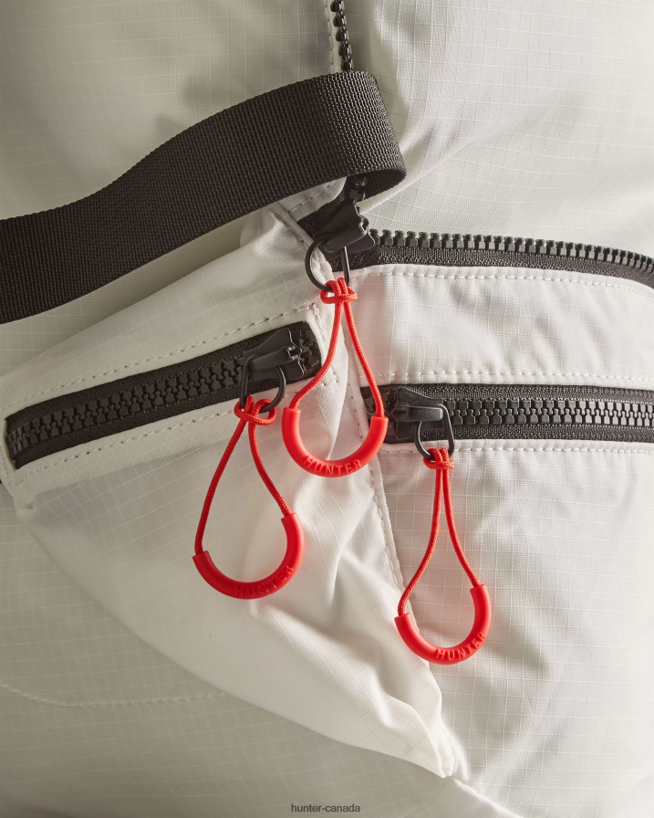 208Z2Z407 Hunter Boots Sale - Hunter Men Travel Ripstop Recycled Nylon Two-Way Backpack White/Red Box Logo