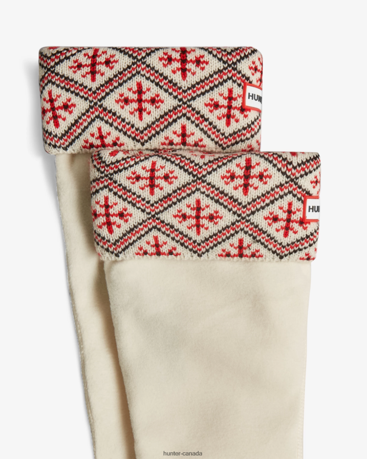 208Z2Z443 Hunter Boots Sale - Hunter Men Recycled Fairisle Cuff Tall Boot Socks White