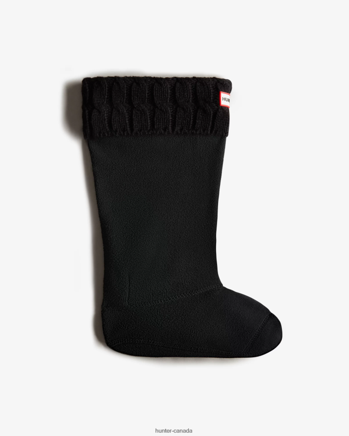 208Z2Z474 Hunter Canada - Hunter Women 6 Stitch Cable Knitted Cuff Tall Boot Socks Black