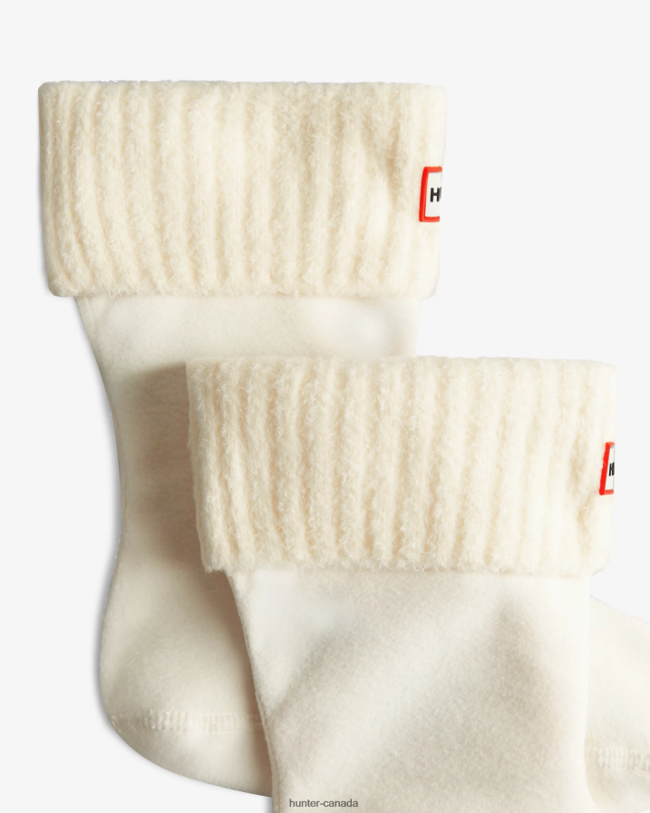 208Z2Z482 Hunter Canada - Hunter Men Recycled Nylon Blend Cuff Short Boot Socks White