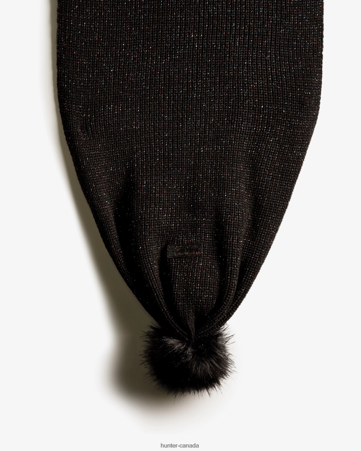 208Z2Z484 Hunter Outlet - Hunter Men Glitter Lurex Pompom Scarf Black Multi