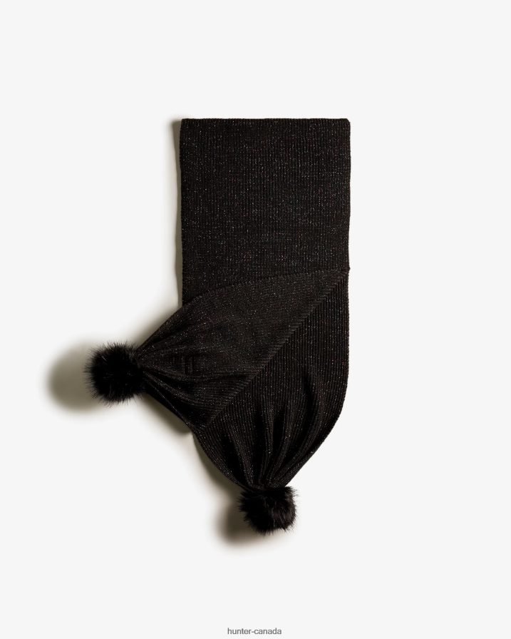 208Z2Z484 Hunter Outlet - Hunter Men Glitter Lurex Pompom Scarf Black Multi