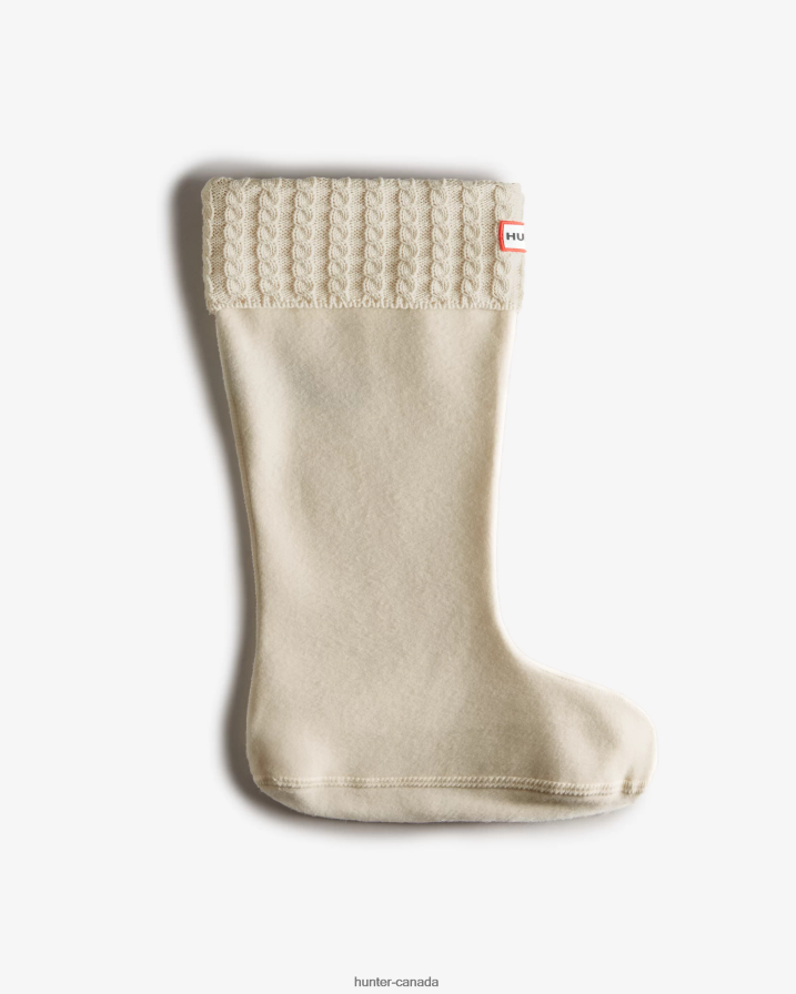 208Z2Z486 Hunter Canada - Hunter Women Recycled Mini Cable Knitted Cuff Tall Boot Socks White