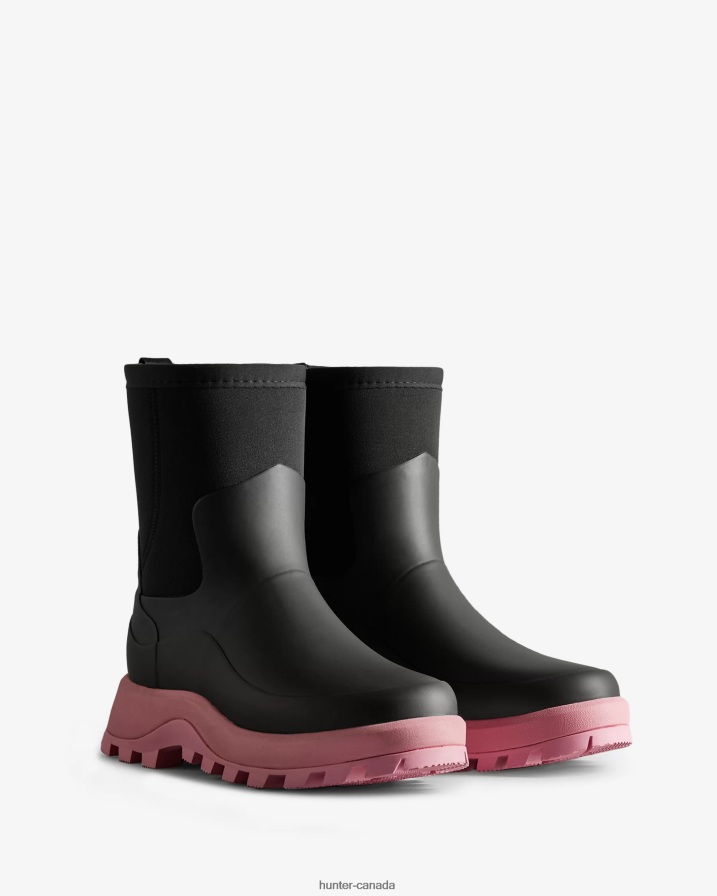 208Z2Z49 Hunter Boots - Hunter Women City Explorer Short Neoprene Boots Black/Pink Fizz