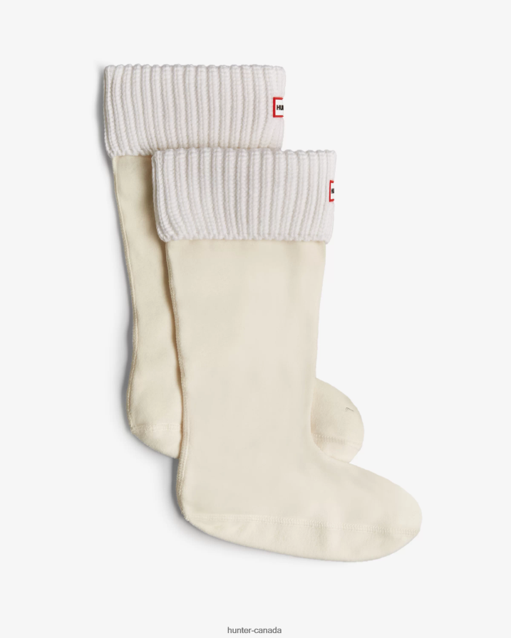 208Z2Z490 Hunter Canada - Hunter Men Recycled Half Cardigan Cuff Tall Boot Socks White