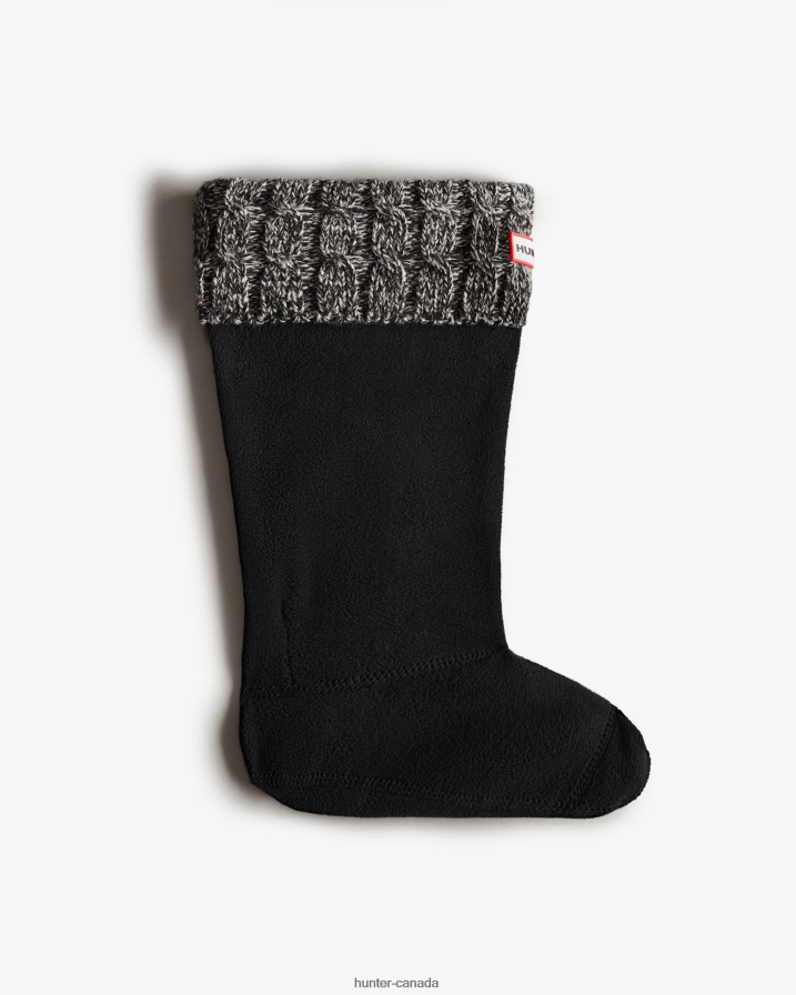 208Z2Z500 Hunter Outlet - Hunter Women 6 Stitch Cable Knitted Cuff Tall Boot Socks Black/Grey