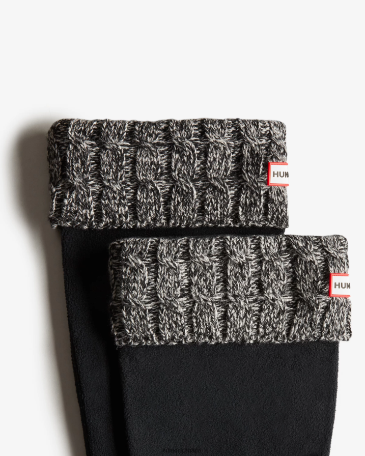 208Z2Z500 Hunter Outlet - Hunter Women 6 Stitch Cable Knitted Cuff Tall Boot Socks Black/Grey