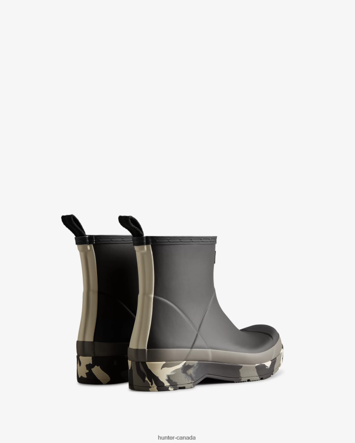 208Z2Z503 Hunter Boots Sale - Hunter Men Play Short Colour Splash Sole Rain Boots Black/Mere/Shaded White