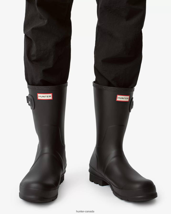 208Z2Z504 Hunter Outlet - Hunter Men Original Short Rain Boots Black
