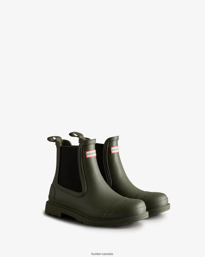 208Z2Z506 Hunter Canada - Hunter Men Commando Chelsea Boots Dark Olive
