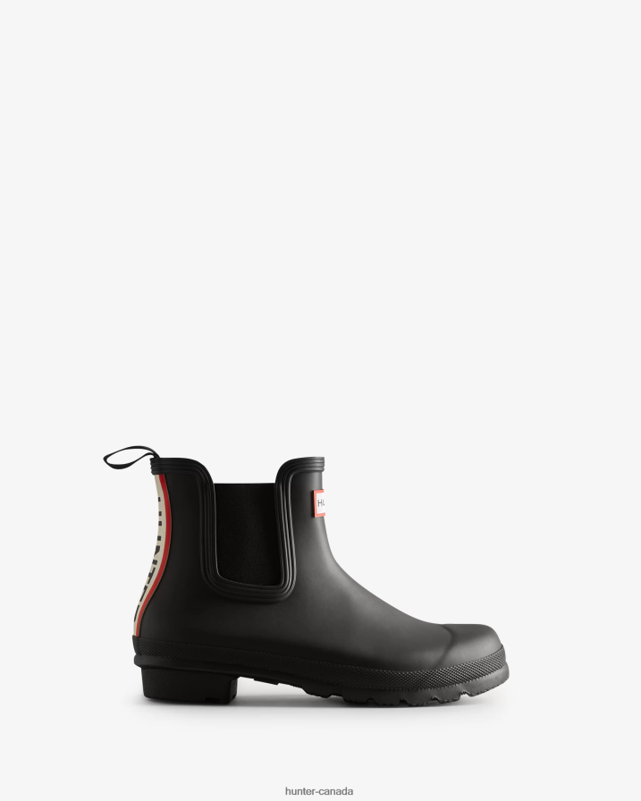 208Z2Z51 Hunter Boots Sale - Hunter Women Tri-Colour Logo Backstrap Chelsea Boots Black