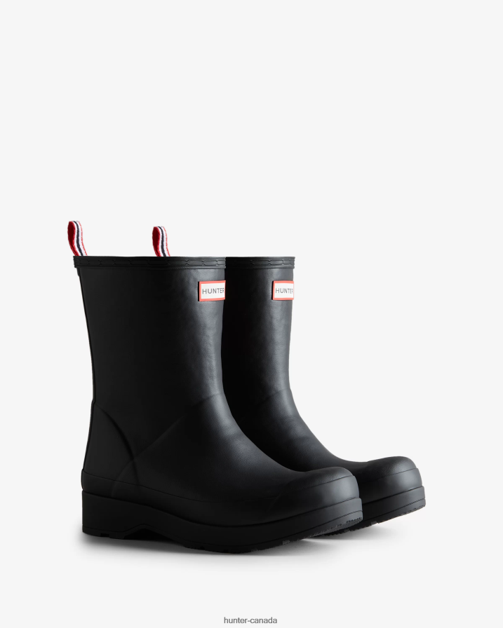 208Z2Z514 Hunter Canada - Hunter Men Play Vegan Shearling Insulated Mid-Height Rain Boots Black