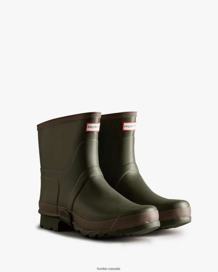 208Z2Z519 Hunter Boots Sale - Hunter Men Gardener Short Rain Boots Dark Olive/Clay