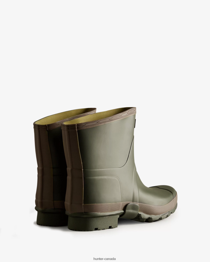 208Z2Z519 Hunter Boots Sale - Hunter Men Gardener Short Rain Boots Dark Olive/Clay